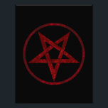 Rode Duivel Pentagram Foto Afdruk<br><div class="desc">Rode, omgekeerde, gestructureerde pentagram in cirkel, op zwarte achtergrond. Occulte symbool. 666</div>