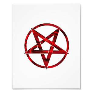 Rode Duivel Pentagram Foto Afdruk