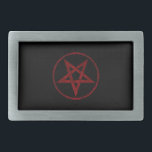 Rode Duivel Pentagram Gesp<br><div class="desc">Rood,  omgekeerd,  gestructureerd pentagram in cirkel,  op zwarte achtergrond. Occult symbool. 666</div>
