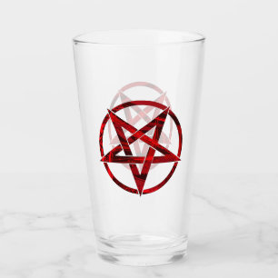 Rode Duivel Pentagram Glas