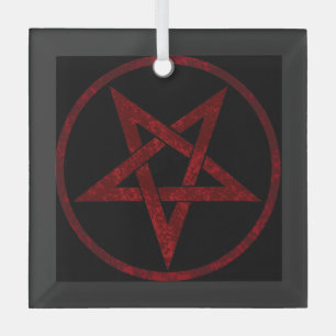 Rode Duivel Pentagram Glas Ornament