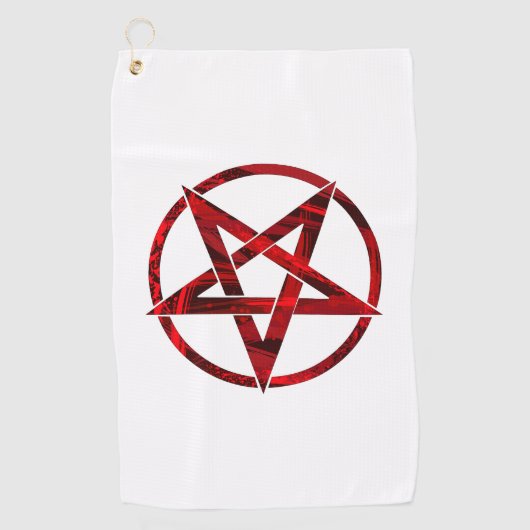Rode Duivel Pentagram Golfhanddoek (Voorkant)