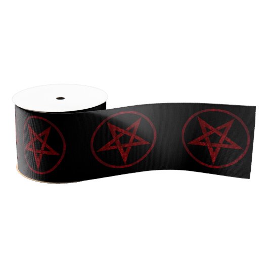 Rode Duivel Pentagram Grosgrain Lint (Spoel)