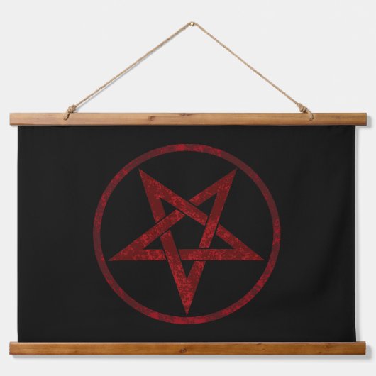 Rode Duivel Pentagram Hangend Wandkleed (Voorkant)