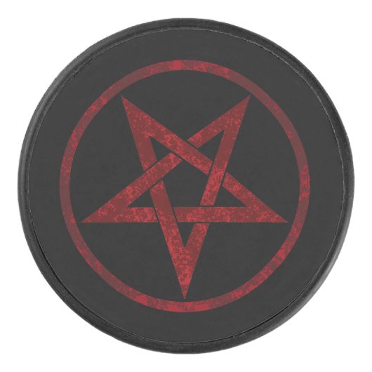 Rode Duivel Pentagram Hockey Puck (Voorkant)