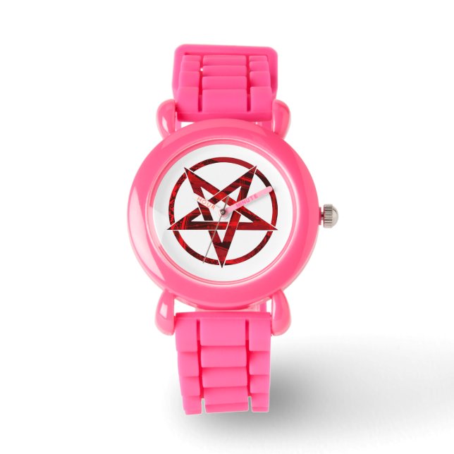 Rode Duivel Pentagram Horloge (Voorkant)
