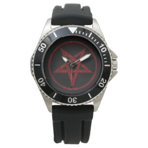 Rode Duivel Pentagram Horloge