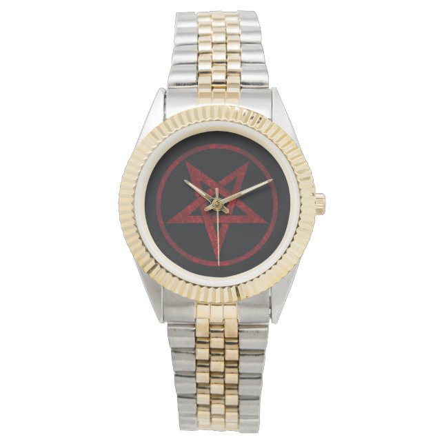 Rode Duivel Pentagram Horloge (Voorkant)