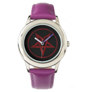 Rode Duivel Pentagram Horloge