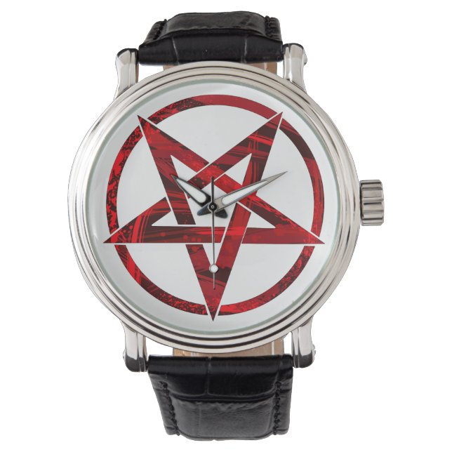 Rode Duivel Pentagram Horloge (Voorkant)