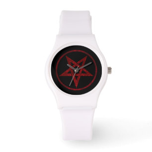 Rode Duivel Pentagram Horloge