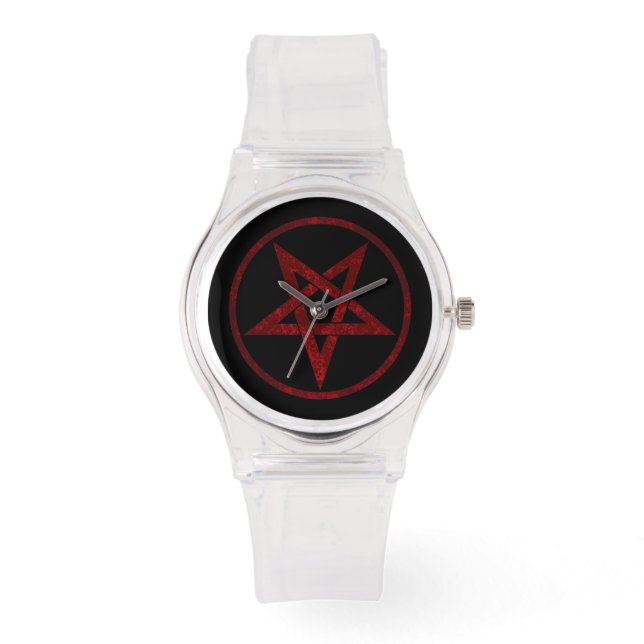 Rode Duivel Pentagram Horloge (Voorkant)