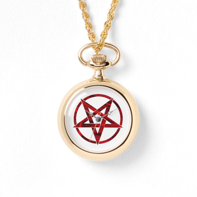 Rode Duivel Pentagram Horloge (Voorkant)