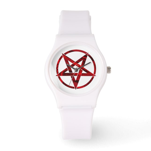 Rode Duivel Pentagram Horloge (Voorkant)