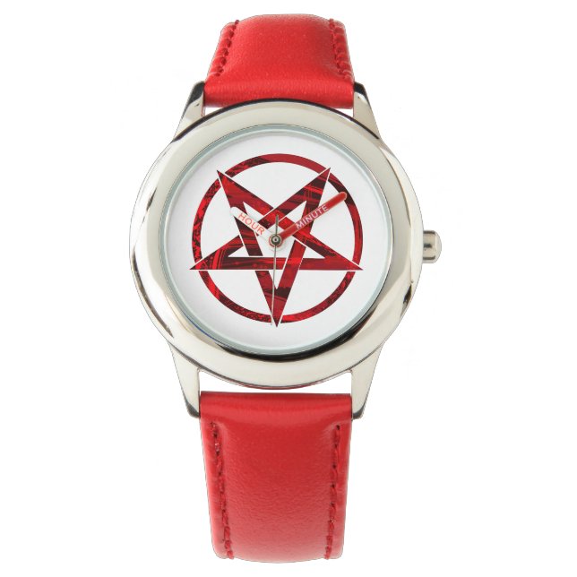 Rode Duivel Pentagram Horloge (Voorkant)