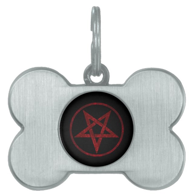 Rode Duivel Pentagram Huisdieren Naamplaatje (voorkant)