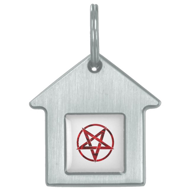Rode Duivel Pentagram Huisdieren Naamplaatje (Voorkant)
