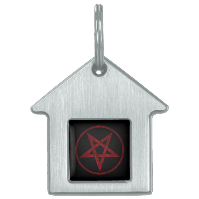 Rode Duivel Pentagram Huisdieren Naamplaatje (Voorkant)