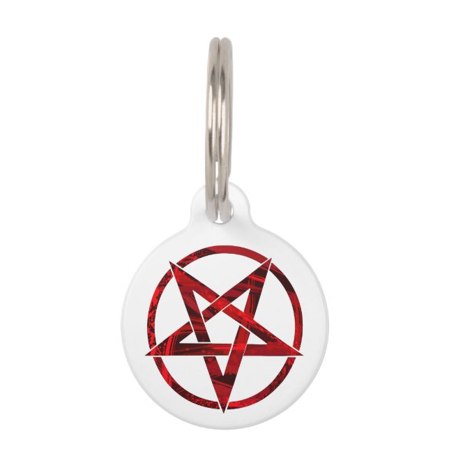Rode Duivel Pentagram Huisdierpenning (Voorkant)