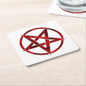 Rode Duivel Pentagram Kartonnen Onderzetters (Schuin)