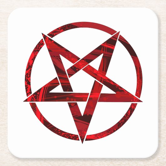 Rode Duivel Pentagram Kartonnen Onderzetters (Voorkant)