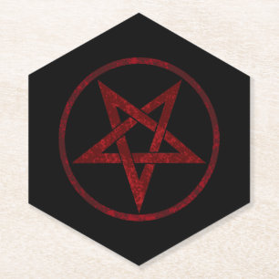 Rode Duivel Pentagram Kartonnen Onderzetters