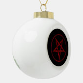Rode Duivel Pentagram Keramische Bal Ornament (Links)