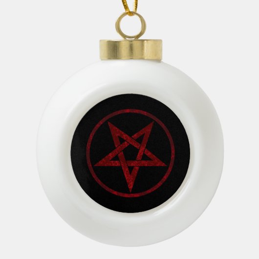 Rode Duivel Pentagram Keramische Bal Ornament (Voorkant)