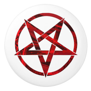 Rode Duivel Pentagram Keramische Knop