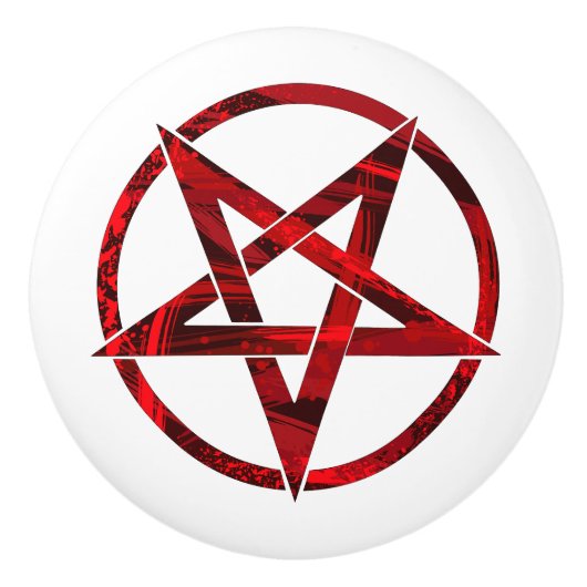 Rode Duivel Pentagram Keramische Knop (Voorkant)