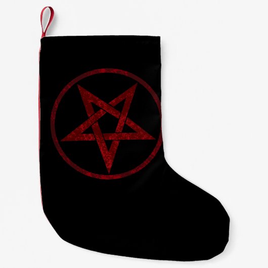 Rode Duivel Pentagram Kleine Kerstsok (Voorkant)