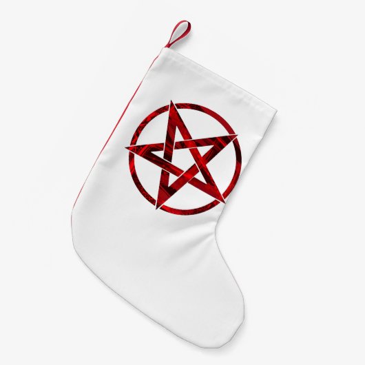 Rode Duivel Pentagram Kleine Kerstsok (Voorkant (Hangend))