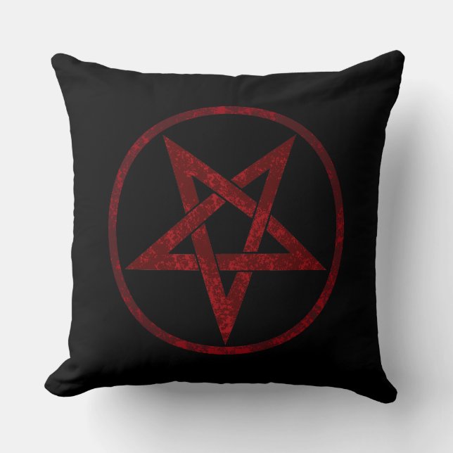 Rode Duivel Pentagram Kussen (Voorkant)
