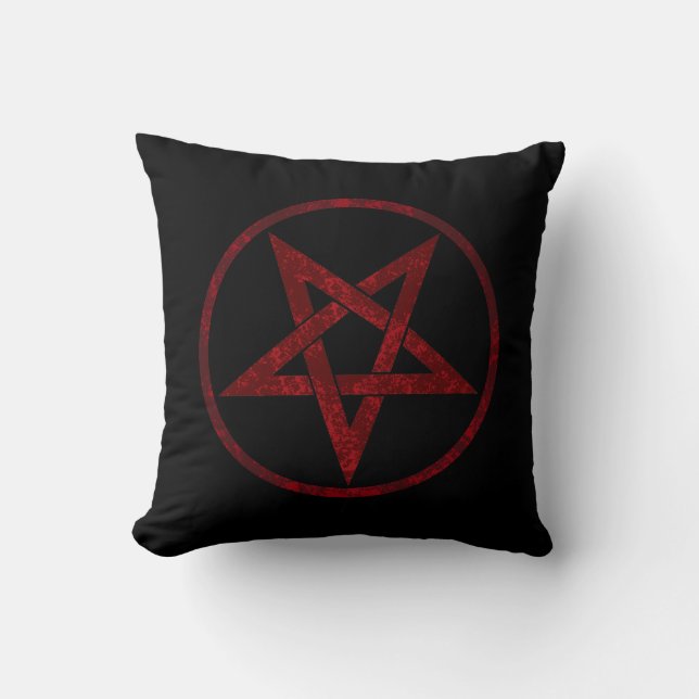 Rode Duivel Pentagram Kussen (Voorkant)