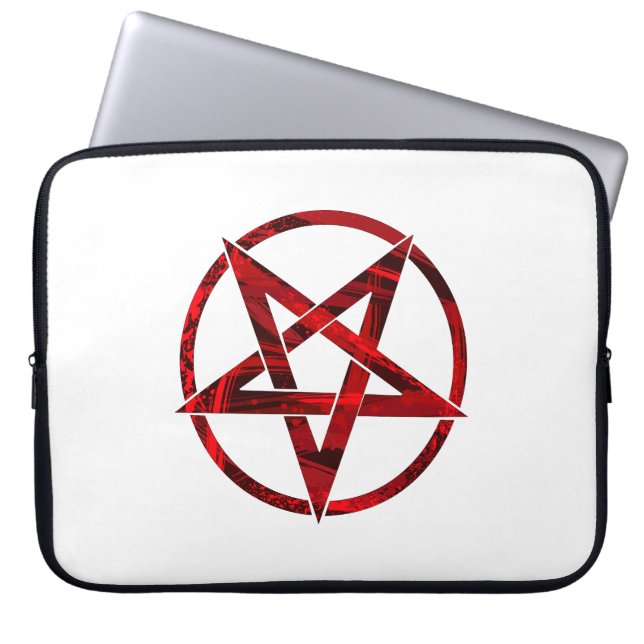 Rode Duivel Pentagram Laptop Sleeve (Voorkant)