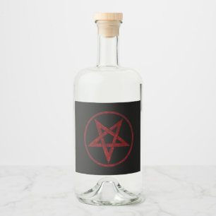 Rode Duivel Pentagram Likeurfles Etiket