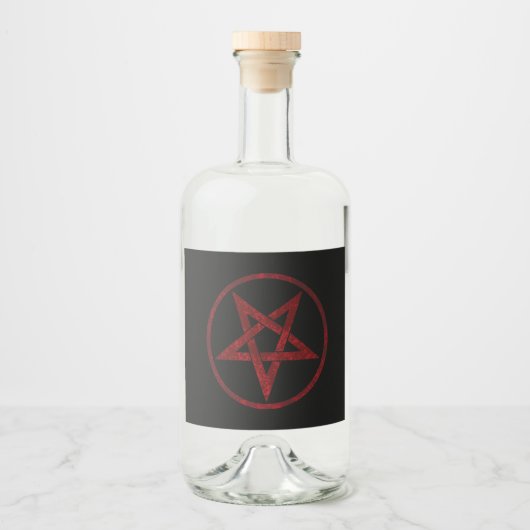 Rode Duivel Pentagram Likeurfles Etiket (Voorkant)