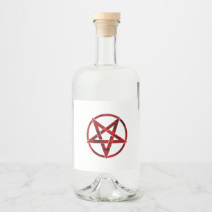 Rode Duivel Pentagram Likeurfles Etiket