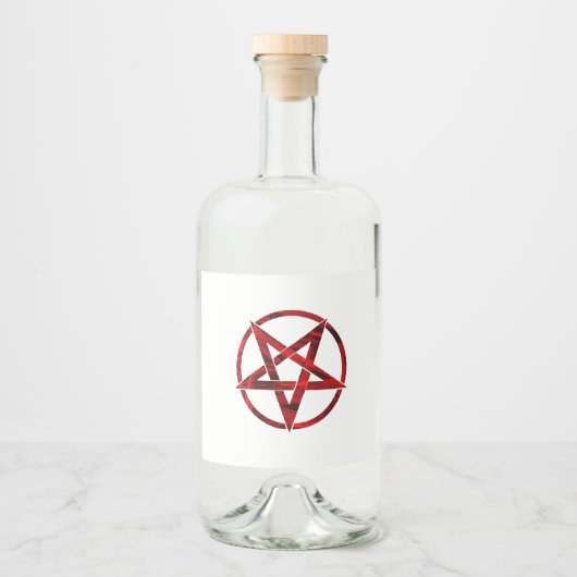 Rode Duivel Pentagram Likeurfles Etiket (Voorkant)