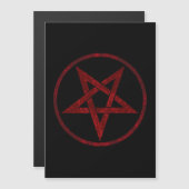 Rode Duivel Pentagram Magnetische Uitnodiging (Voorkant / Achterkant)