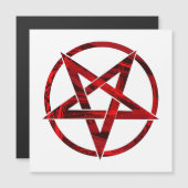 Rode Duivel Pentagram Magnetische Uitnodiging (Voorkant / Achterkant)