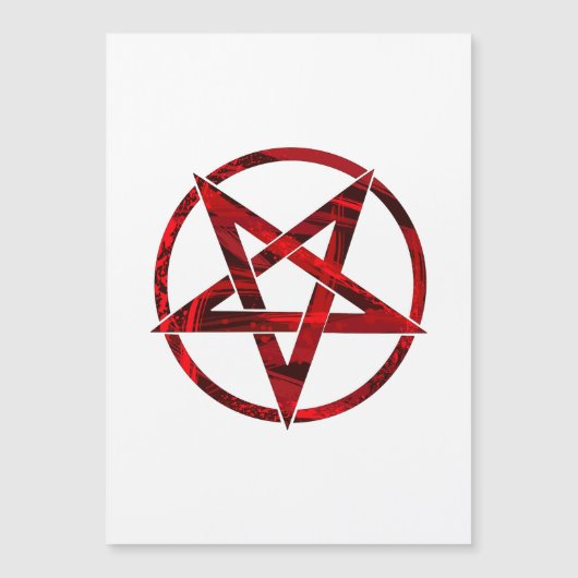 Rode Duivel Pentagram Magnetische Uitnodiging (Voorkant)