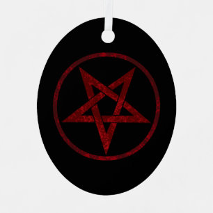 Rode Duivel Pentagram Metalen Ornament