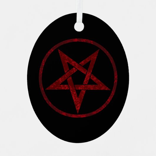 Rode Duivel Pentagram Metalen Ornament (Voorkant)