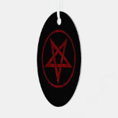 Rode Duivel Pentagram Metalen Ornament (Voorkant links)