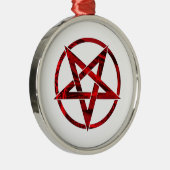 Rode Duivel Pentagram Metalen Ornament (Rechts)
