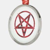 Rode Duivel Pentagram Metalen Ornament (Links)