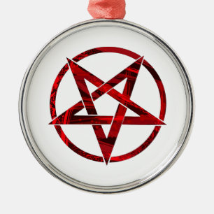 Rode Duivel Pentagram Metalen Ornament