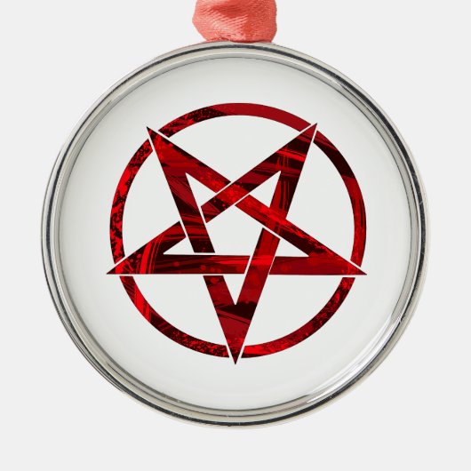 Rode Duivel Pentagram Metalen Ornament (Voorkant)
