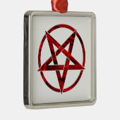 Rode Duivel Pentagram Metalen Ornament (Rechts)